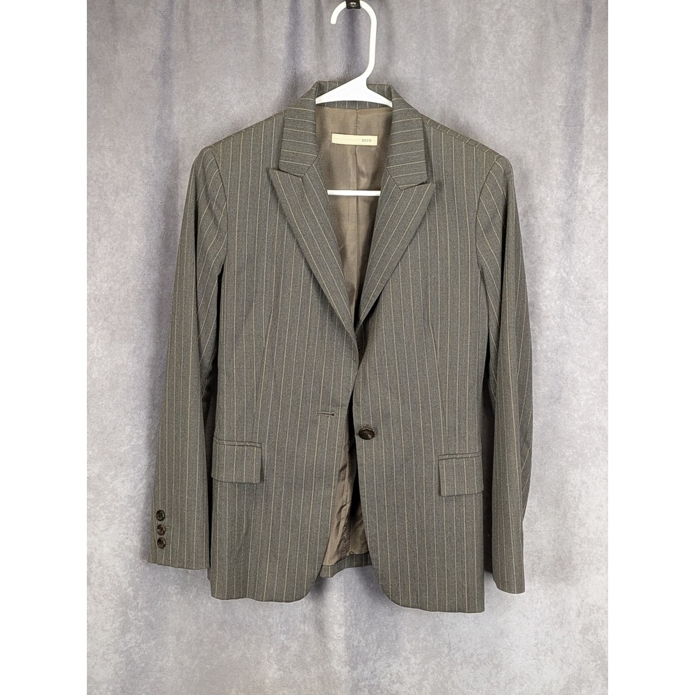 DECO Womens Grey Pinstripe Blazer Single Breasted Tailored Jacket C357